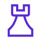 Purple outline of a chess rook piece against a dark gray background.