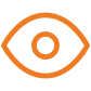 Orange outline eye icon on a dark grey background, representing visibility.